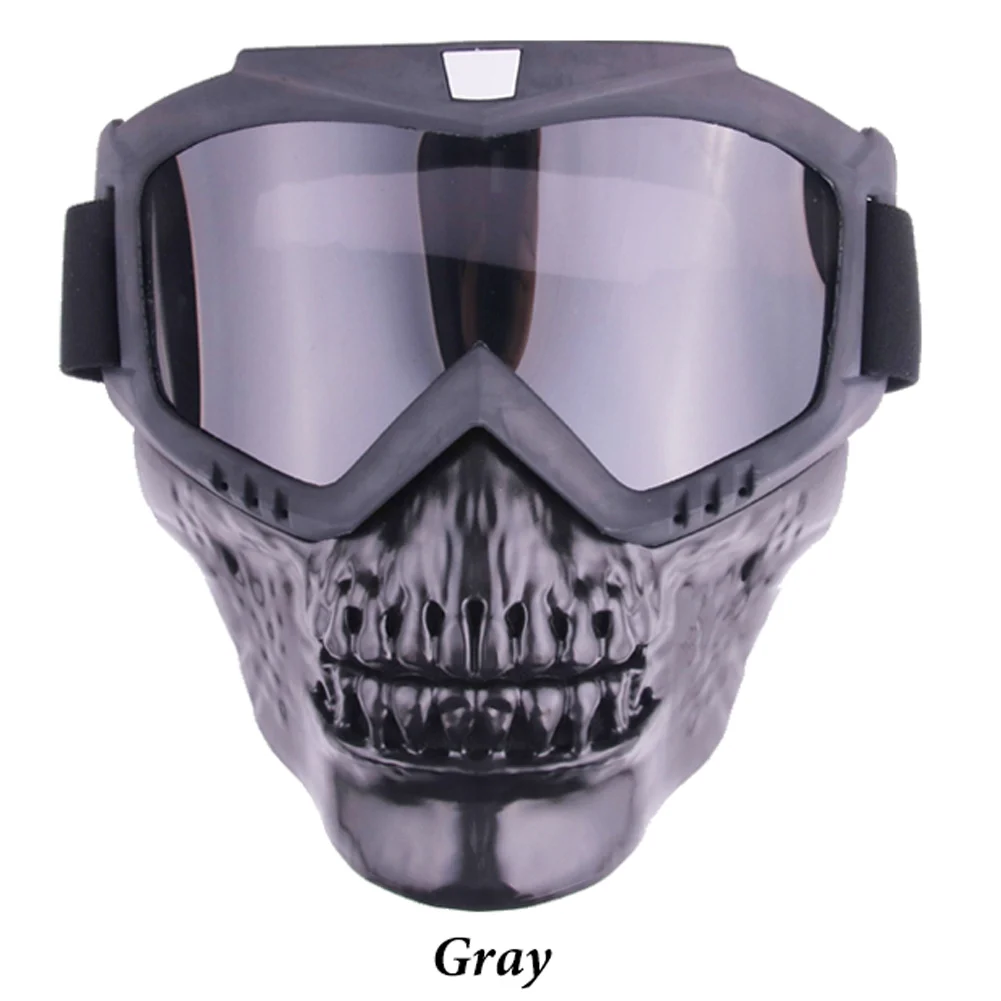 Прочные и прочные защитные очки, маска с черепом, мотоциклетные очки, очки для бездорожья, Балаклава, маска для лица, защита для лица - Цвет: Темно-серый