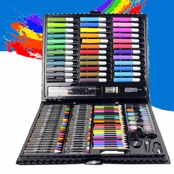 Kit d'outils de dessin avec boîte, 150 pièces/ensemble, pinceau de peinture, marqueur artistique, stylo de couleur à l'eau, Crayon, cadeau pour enfants, UY8 