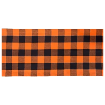 

1Pc Halloween Orange and Black Plaids Pattern Tablecloth Table Cover Table Decor