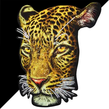 

1Pcs New Oversized Sequins 3D tiger Head Pattern Large Fabric Animal Patch Stitched On Large T-Shirt Jacket Sweater