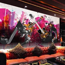 Пользовательские Настенные обои 3D крутые высотные большие летние заметки гитара душ бар КТВ фон настенная декоративная живопись