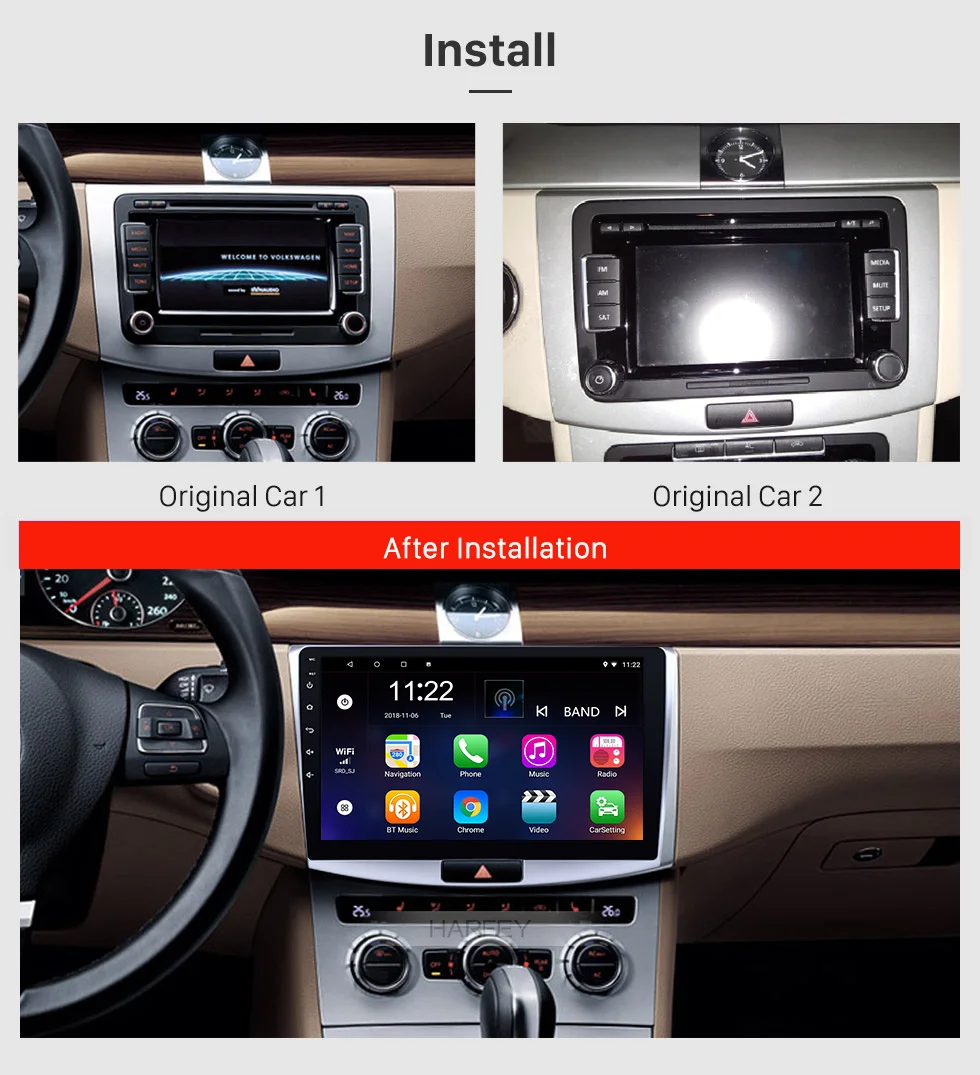 Top Harfey 2Din 10.1" Android 9.0/8.1 Car Radio For 2012 2013 2014 VW Volkswagen Magotan B7 Bora Golf 6 GPS Navigation Head Unit 1 Top Harfey 2Din 10.1" Android 9.0/8.1 Car Radio For 2012 2013 2014 VW Volkswagen Magotan B7 Bora Golf 6 GPS Navigation Head Unit 1