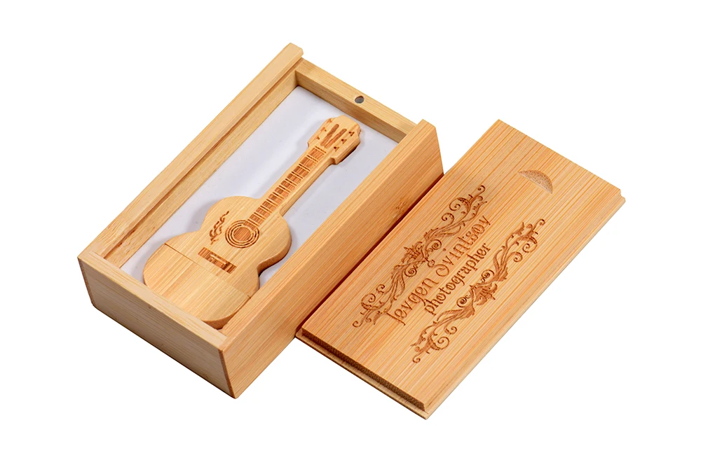 jaster guitarra usb flash drive caixa de madeira vara da memória presentes de casamento criativos pendrive logotipo personalizado livre