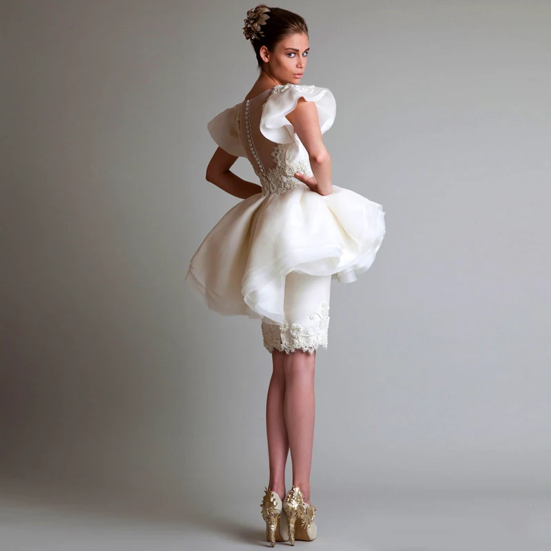 Couture Elegant Short Evening gown Applique Designs Lebanon With Sleeves Party For Prom mother of the bride dresses
