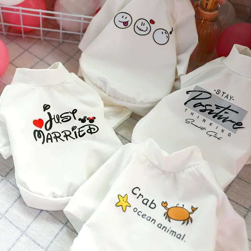 

Dog Clothes Pet Teddy Spring and Summer Thin Cool Black and White T-shirt Breathable Cat Puppy Dress