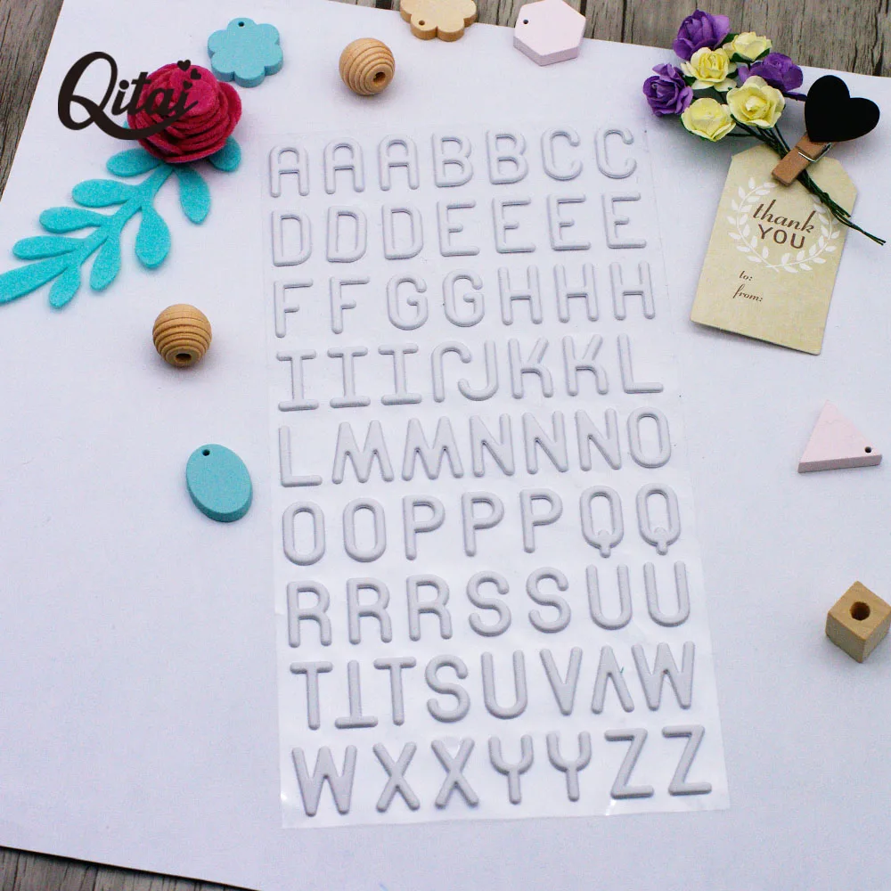 Alphabet Letter Numbers Puffy Sticker QITAI 4 sheets 24Cm*12Cm Silver/Gold /black/white Decorative for DIY Scrapbooking PS002 - Image 5