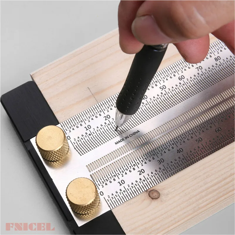 180-400mm Woodworking Scribe T-type Ruler Hole Scribing Ruler Crossed-out Tool Line Drawing Marking