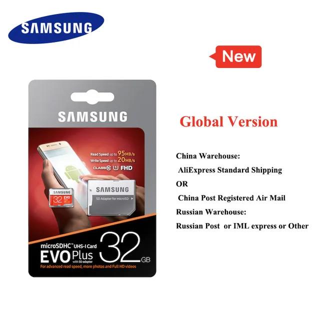 32GB GJ With Adapter SAMSUNG Карты Памяти Micro SD 256 ГБ 128 ГБ 64 ГБ 32 ГБ 16 ГБ SDHC SDXC Класс EVO+ EVO UHS Class 10 С10 TF Trans Flash Microsd микро сд карта памяти для телефона - Емкость: 32GB GJ With Adapter