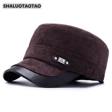SHALUOTAOTAO регулируемый размер мужская плоская кепка зимние модные вельветовые термо армейские кепки Snapback теплые наушники бренды папа шляпа
