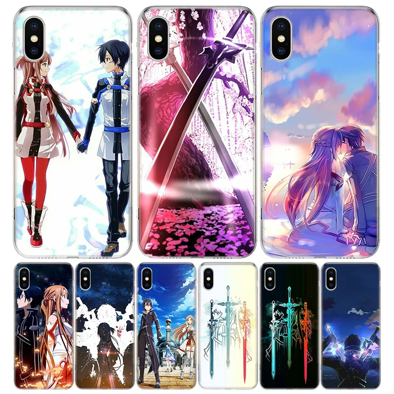 Чехол Sword Art Online kirito and asuna для iPhone 11 12 Mini Pro 7 6X8 6S Plus XS MAX + XR 5S SE 10 Ten TPU Cover Phone Co|Бамперы| |
