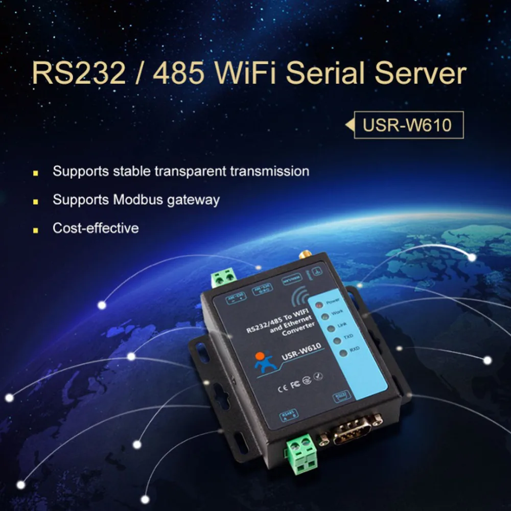 HonesThing RS232 RS485 to WIFI Ethernet Converter Serial TCP IP Server Module RJ45 LAN Port Adaptor Support TCP ServerClientUDP Server WatchDog Modbus Gateway 7