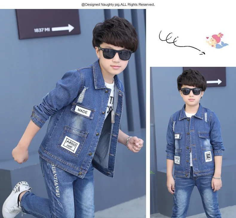 Autumn Kids Girls Clothes Set Korean Boys Clothing Sets Spring Denim Jacket For Girls Children Clothes Sets Kids Fashion