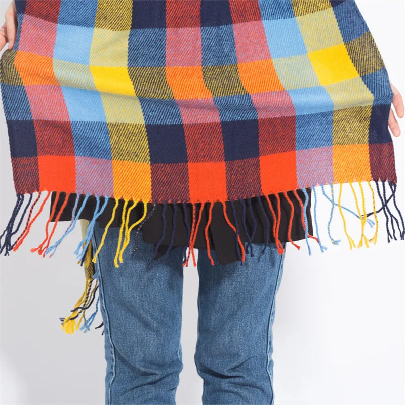 Fashion Women's Winter Stole Plaid Scarves ladies Cashmere Scarf long wool pashmina femme foulard female winter neck scarf