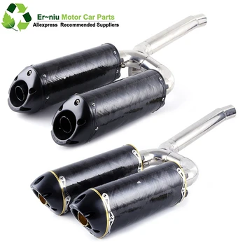 

FZ6S FZ6N Motorcycle Carbon Fiber Exhaust Muffler Full system pipe Connecting pipe + exhaust slip-on for yamaha FZ-6N FZ-6S FZ6