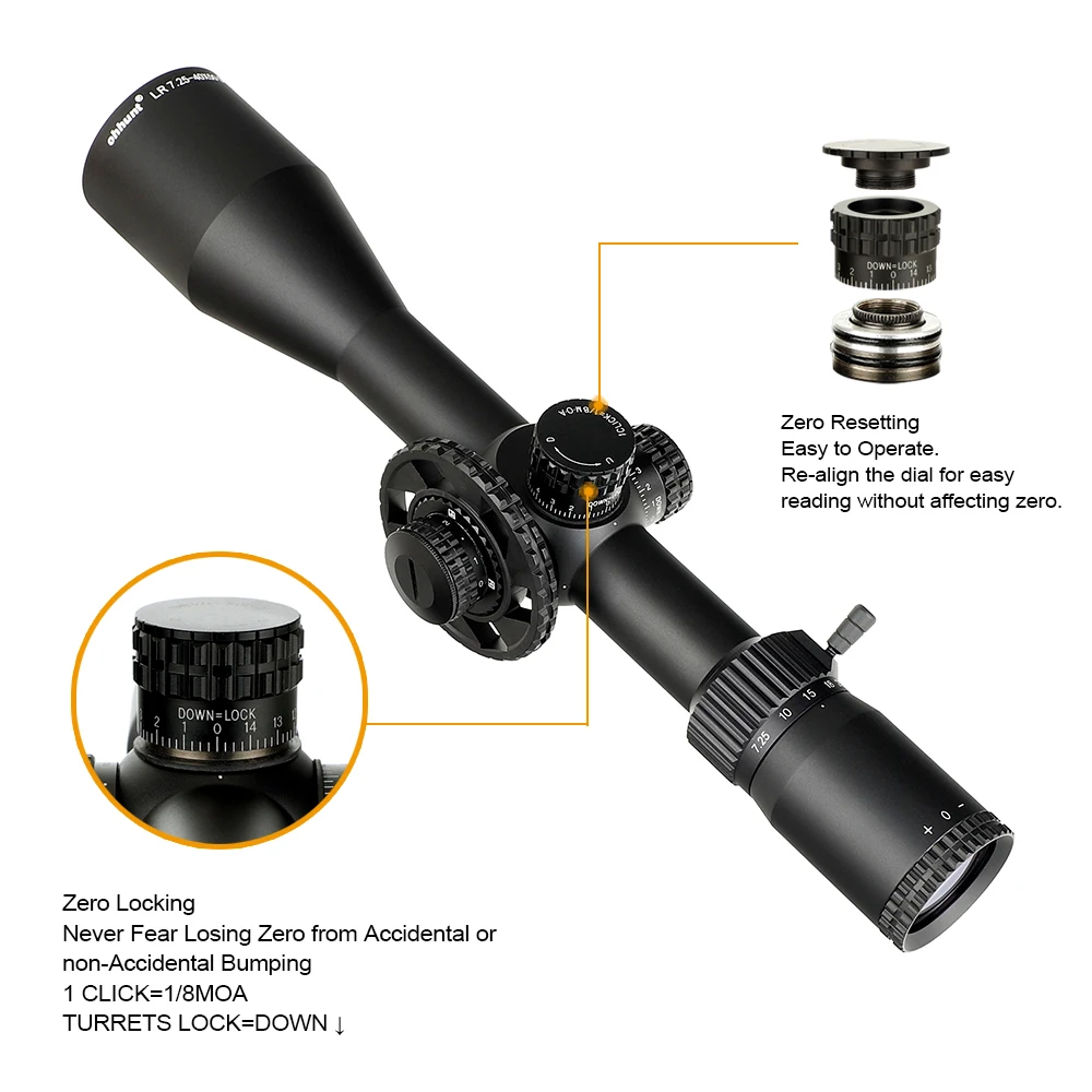 Ohhunt LR 7,25-40X50 SFIR охотничий прицел боковой Parallax револьверный замок сброс стекла гравированная сетка Красная подсветка прицел
