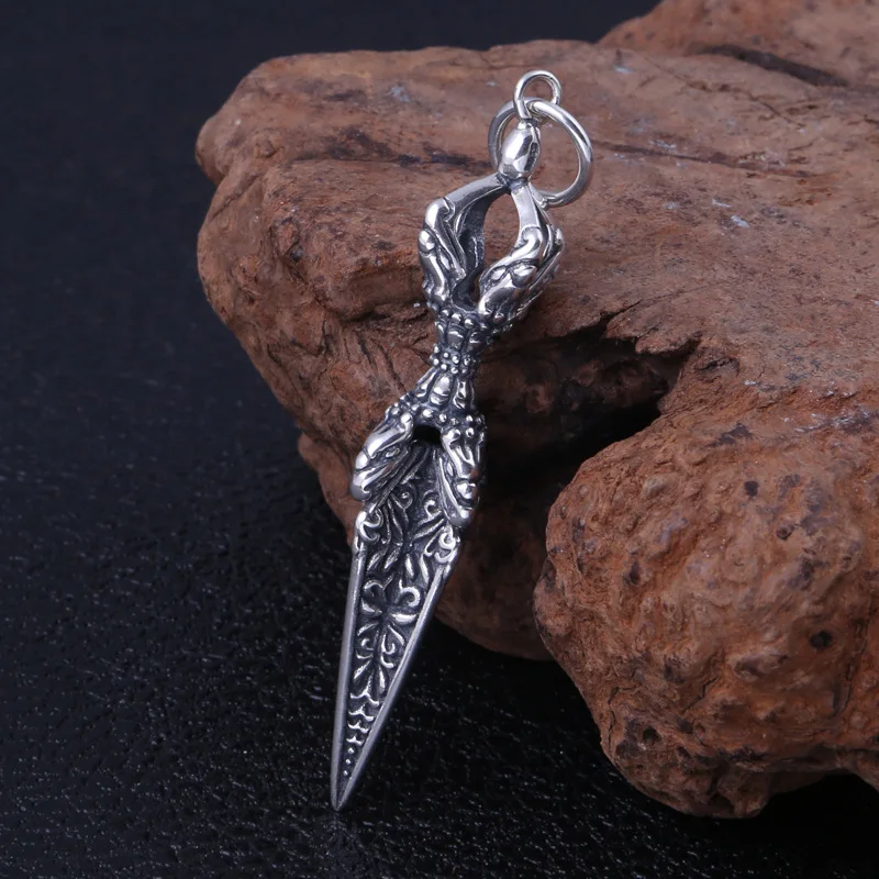 

925 Sterling Silver Retro Buddha Crafts Awl Shape Pendant For Men And Women Thai Silver Accessories Amulet