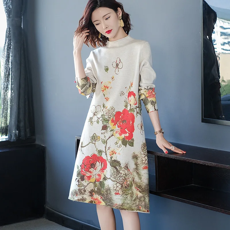 

19 Fall And Winter Clothes New Style Middle-aged Sweater Women's Western Style Mid-length Loose Outer Wear Half-Turtle-Neck Pull