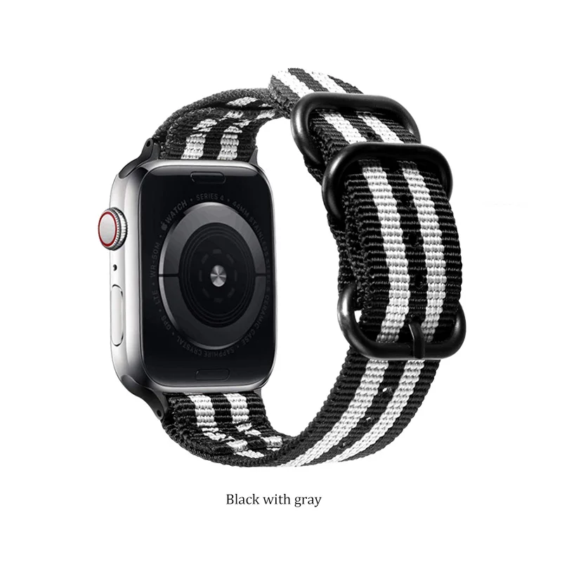 Black grey Подходит для apple watch серии 4/3/2/1 нейлоновый гибкий дышащий сменный ремешок спортивный серии с цветный рисунком и классической застежкой - Цвет ремешка: Black grey