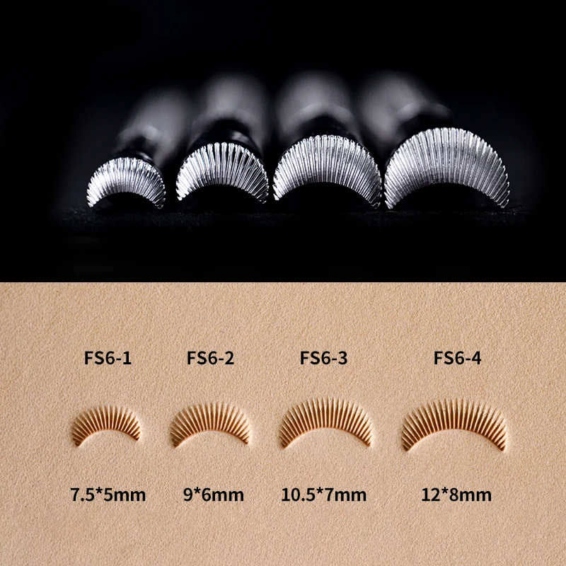 SOZO FS6 Leather Work Stamping Tool Flower Centers Lined Camouflage Saddle Make Carving 304 Stainless Streel Half Flower