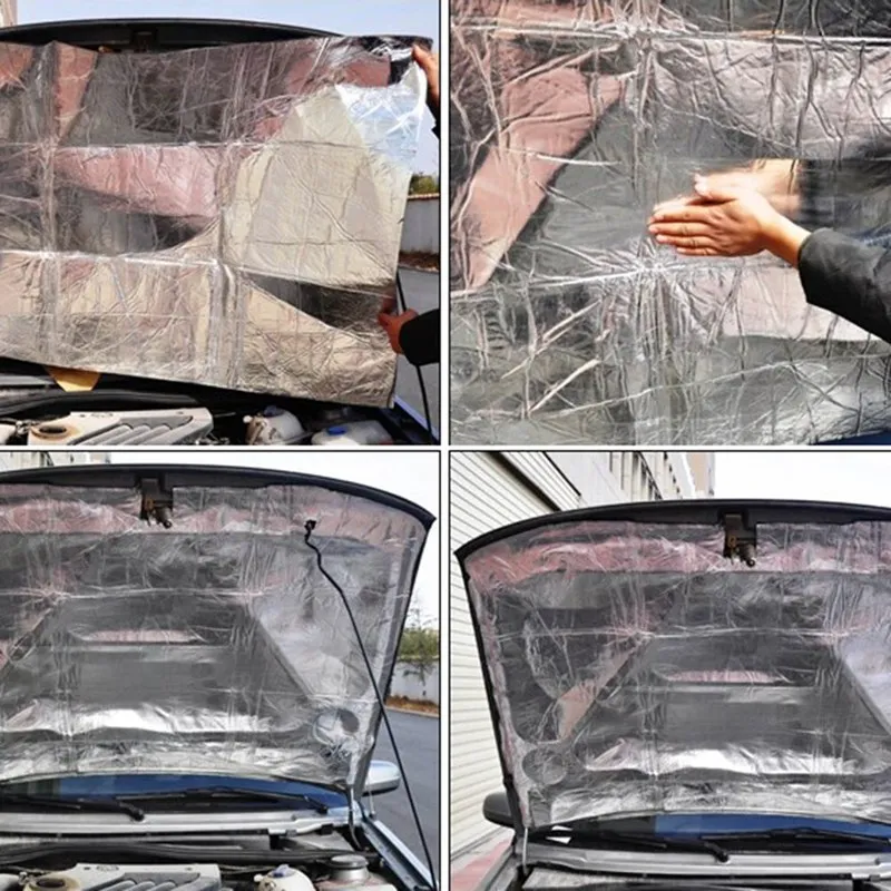 140x100 см автомобиль звукоизолирующий коврик Шум изоляция капота Накладка для звукоизоляции капот брандмауэр тепла Алюминий пены Стикеры