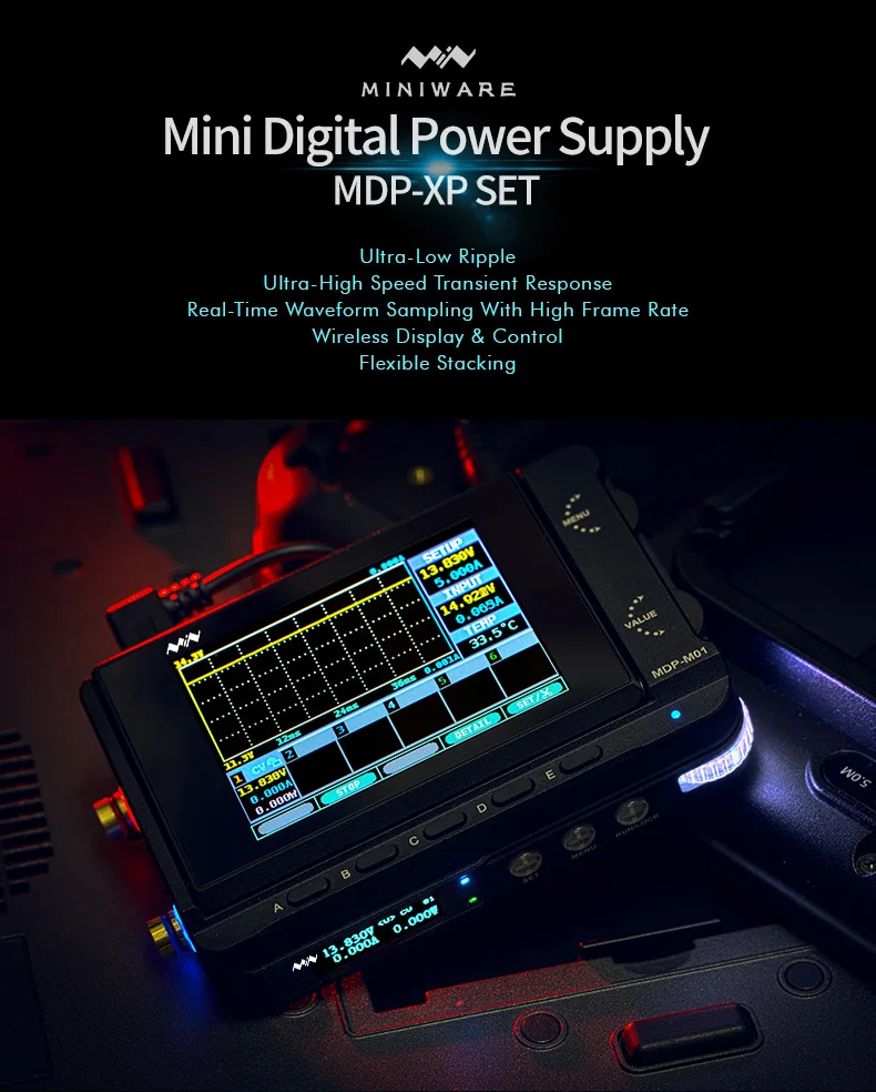 Мини цифровой Питание 30 V/5A 90W 2,4G Беспроводной соединения цифровой программируемый Мощность Системы с 2,8-дюймовый TFT Экран