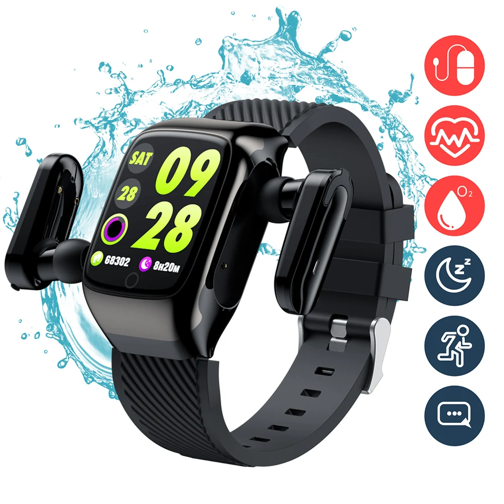 Bluetooth earphone Smart Watch 2 in 1 Earbuds TWS wirless Earphones watetproof Smartwatch Music Sports touch for Exercise Run