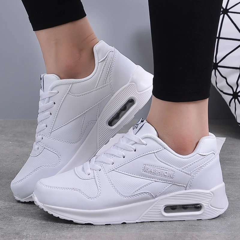 Jogging Shoes Trainers Fashion Sneakers Pink White Women Air-Cushion Pu Female Walking