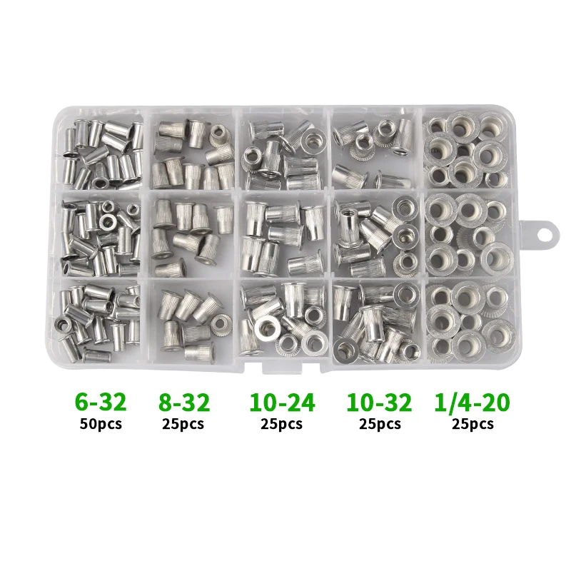 150 Pcs Mix Aluminum Alloy Rivnut Flat Head Rivet Insert Nutsert Cap Nut Set | Обустройство дома