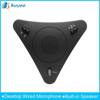 

USB Conference Computer Microphone Omnidirectional Desktop Wired Microphone Built-in Speaker VOIP Support Volume Control Mute