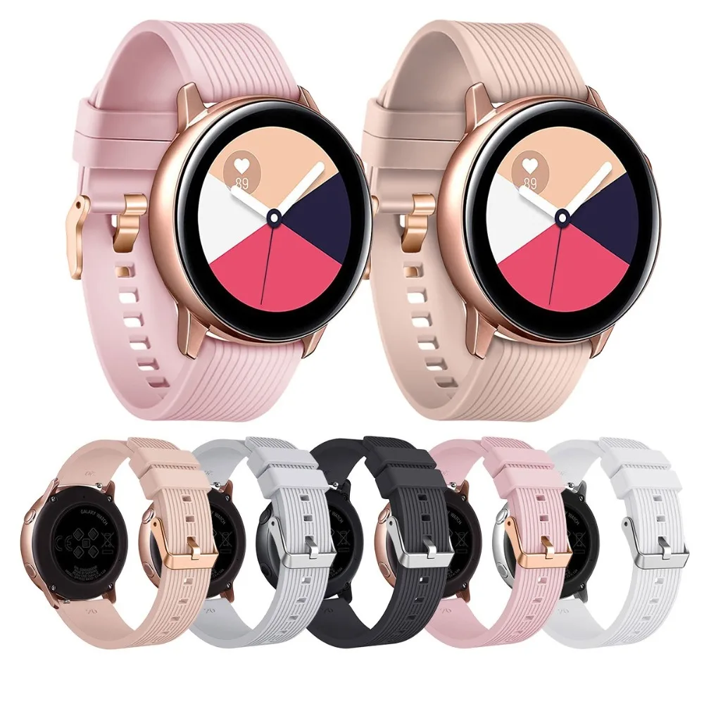 Ремешок спортивный для Samsung Galaxy Watch Active 20 мм силиконовый браслет Gear S2 classic Sport 42 Huawei