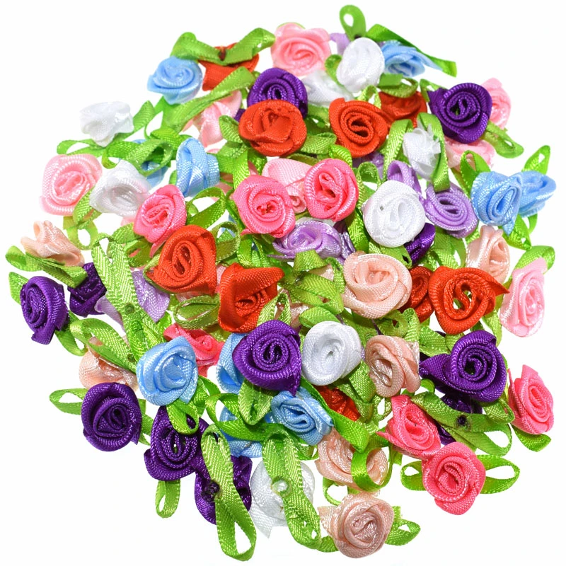 Satin Ribbon Rosettes Flowers Handmade Small Ribbon Roses Small