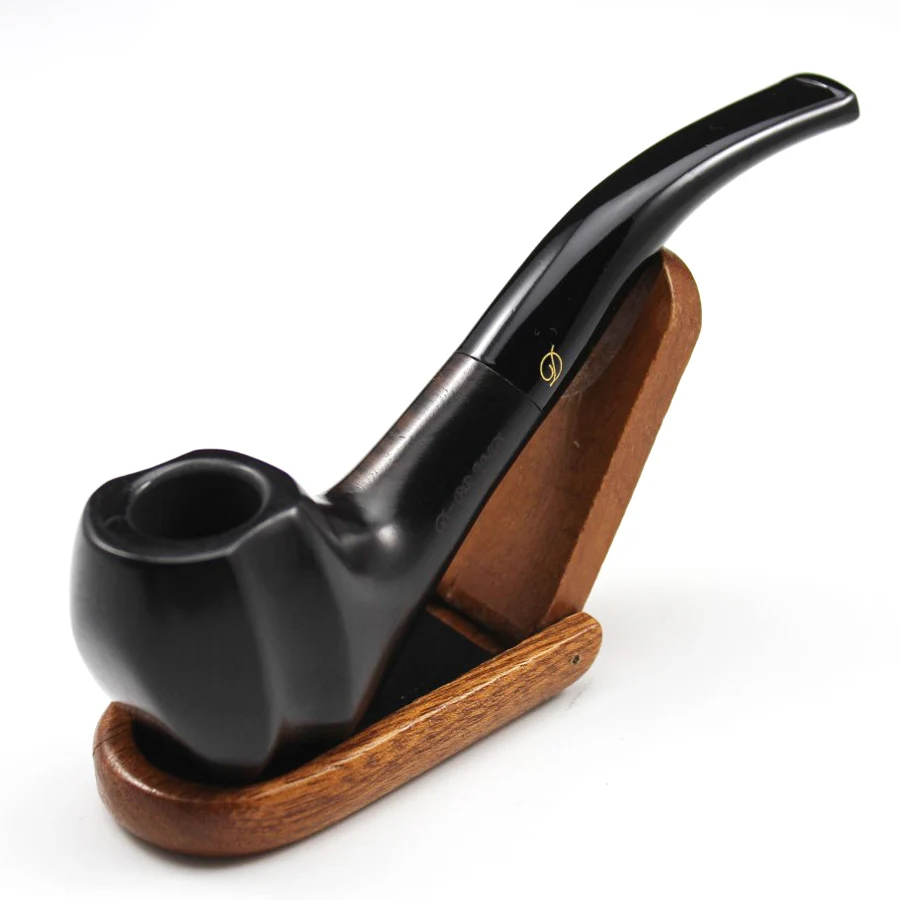Elegant Handmade Natural Ebony Wood Smoke Tobacco Smoking Pipe Black Wooden Pipe + Pouch + Holder 10pcs 9mm Filters 433 smoking accessories tobacco pipe tobacco smoking accessories smoking pipe filters herb smoking pipe smoking pipe
