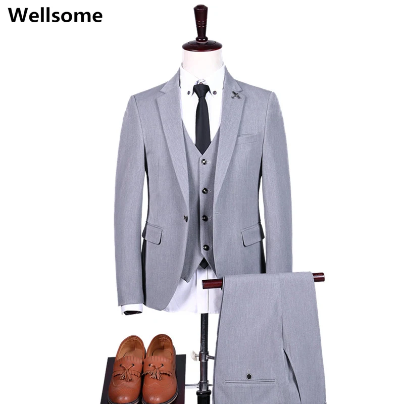 

Mens Suits Casual Men's Suit 3pcs Sets (Jacket+Pants+Vest) Formal Business Dress Blazers with Pants Male Party Wedding Suits
