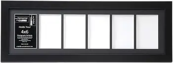 

Creative Letter Art [8x26bk-b] 6 Opening Black Picture Frame Holds 4x6 Media with Black Collage Mat and Glass Face