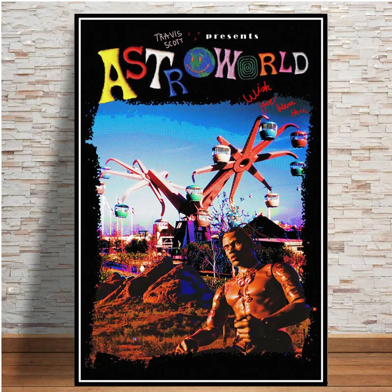 Travis Scott Musik Star Rap Rapper Rodeo Astroworld Poster Wandkunst Bild druckt Leinwand Malerei für Home Room Decor 40x50cm 