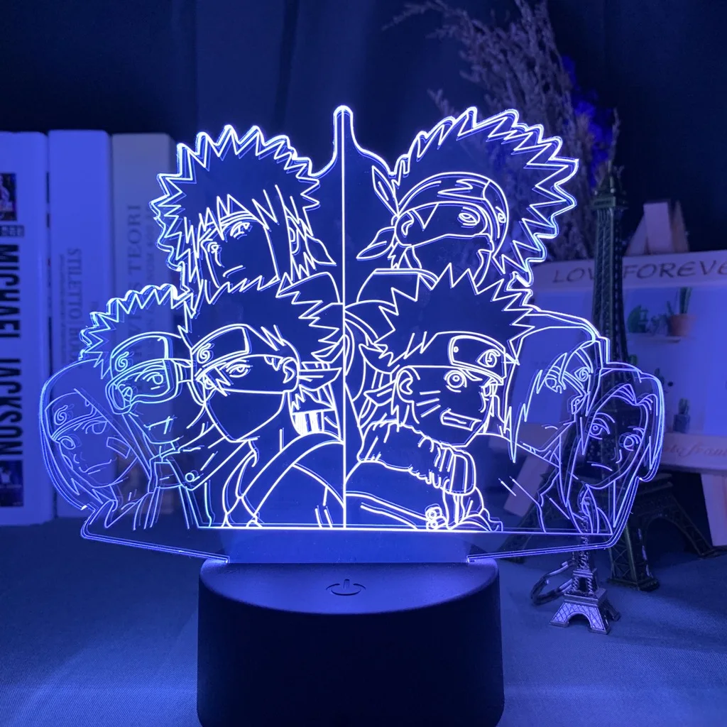 

Led Night Light Japanese Anime Naruto Team 7 Obito Uchiha Kakashi Hatake Rin Nohara Sasuke Sakura Haruno Table 3d Lamp Bedroom