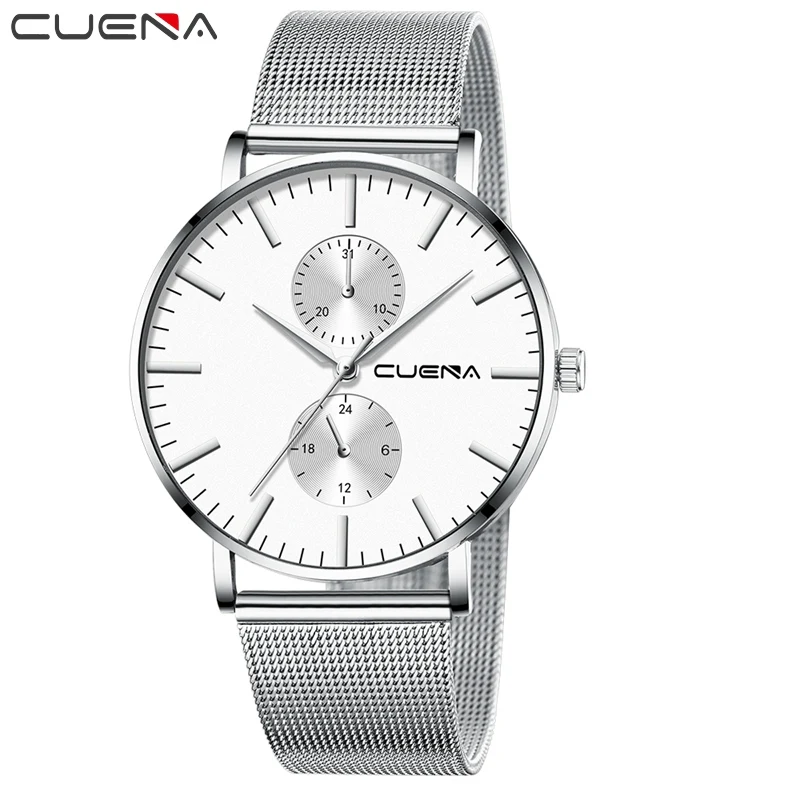CUENA Man Watches Luxury Brand Business Elegant Fashion Men's Wristwatch Clock Stainless Steel Metal Men's Dress Watch Relogio 5
