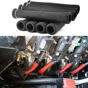 

8Pcs Car Protector Spark-Plug Sleeve Wire Boots 1200 Degree Heat Shield Cover Double Layer Woven Glass Fiber For SBC BBC 350 454