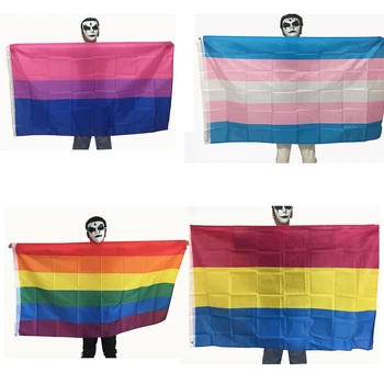 

4 Style Rainbow Flags Transgender/Bisexual/Pansexual Flag Gay Lesbian LGBT Gay Pride Flags Polyester Banner for Decoration