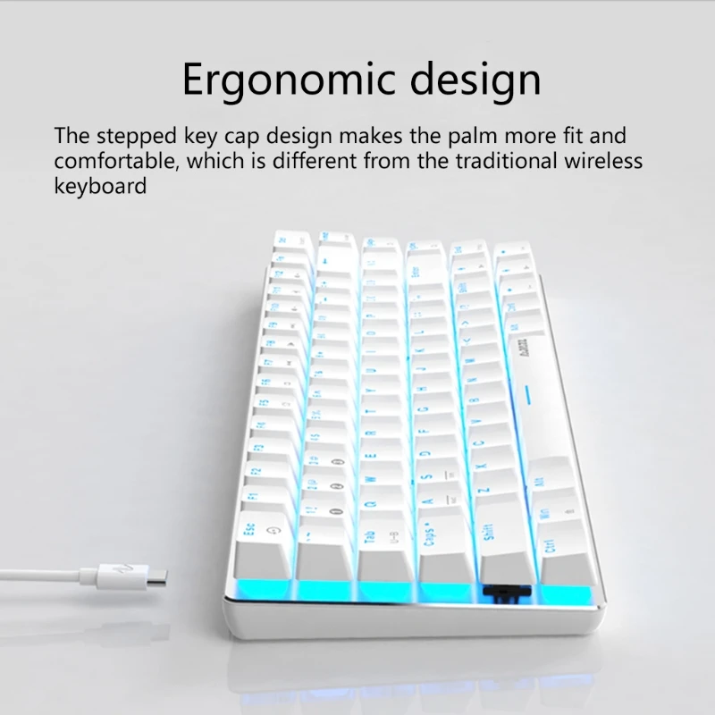 Ajazz AK33 Mechanical Gaming Keyboard Cool LED RGB Backlight Switch 82 Keys Bluetooth Wired Keypad for PC Games