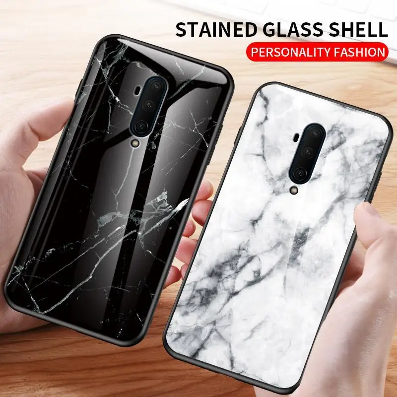 Luxury Marble Hard Tempered Glass Protective Back Cover Case for Oneplus 7T Pro Oneplus7T 1+7T 6T 5T 6 5 For OnePlus |