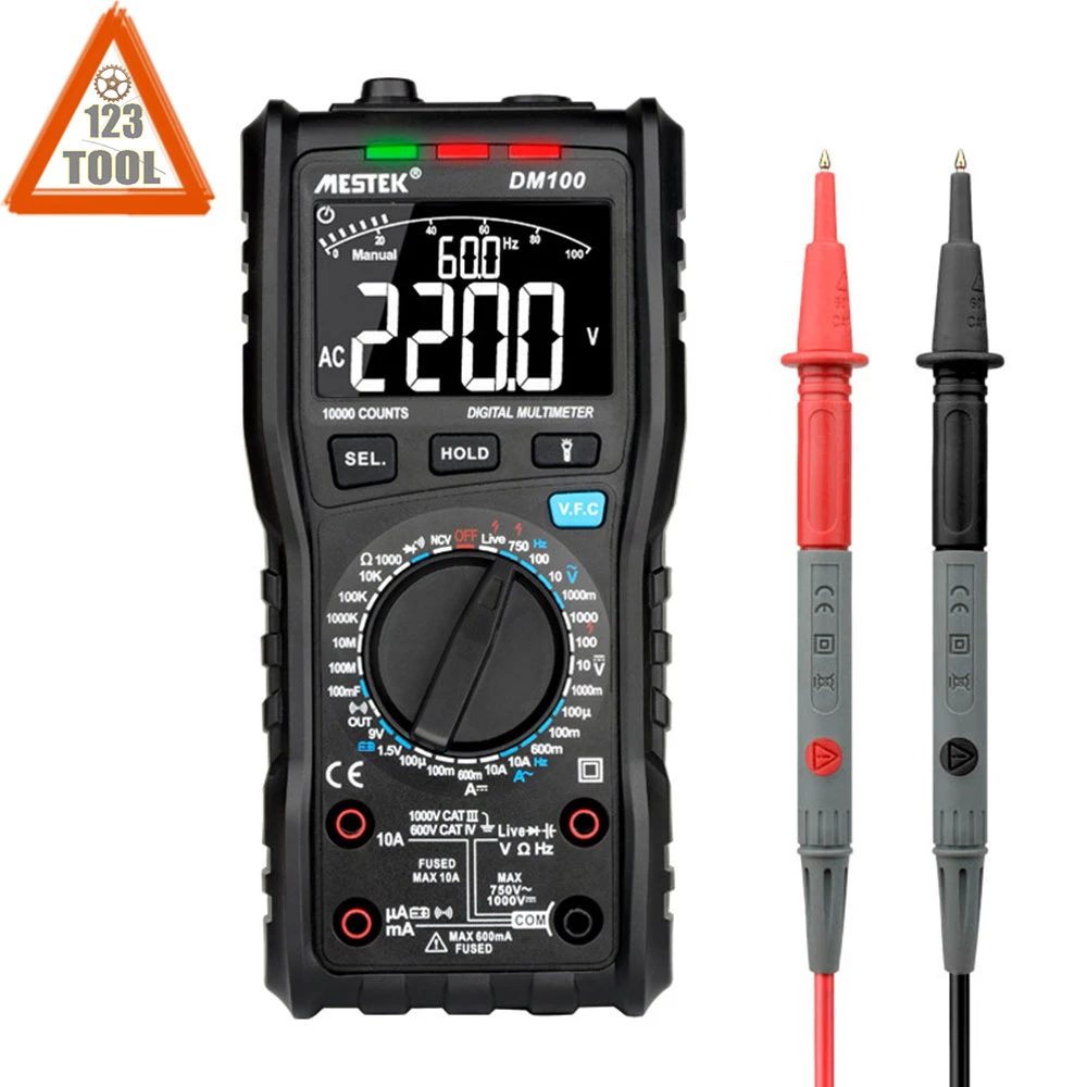MESTEK DM100 Цифровой мультиметр высокоскоростной T-Rms NCV температура Multimetro анти-сжигание предохранитель сигнализации мультиметры(без батареи