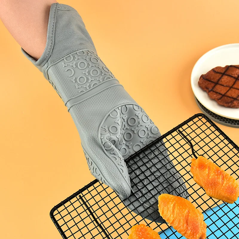 6Pcs Extra Long Oven Mitts and Pot Holders Sets, Heat Resistant Silicone Oven Mittens, Mini Gloves and Hot Pads Potholders
