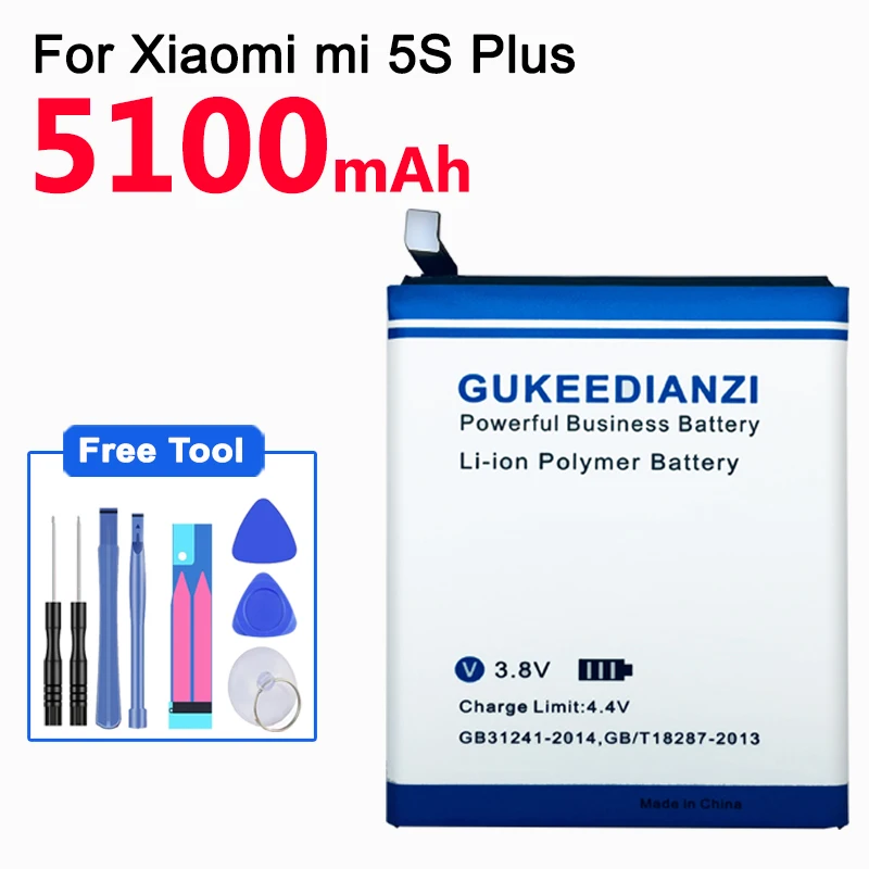 GUKEEDIANZI BM37 5100 мАч для Xiao mi 5S Plus, аккумулятор для телефона для Xiaomi mi 5S Plus mi 5S Plus, запасная батарея для мобильного телефона