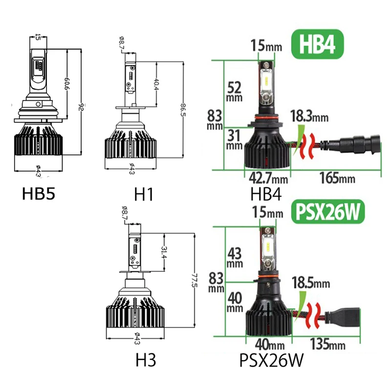 CARCTR автомобилей головной светильник лампы H4 Led H7 H11 H3 9006 21 Вт 3000LM 6000K 12V 24V авто фары