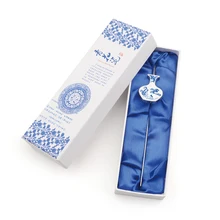 Антикварная голубая и белая фарфоровая металлическая закладка канцелярская креативная Закладка