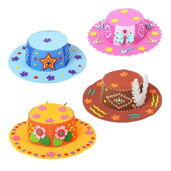 

5Pcs Hand-Made Hat Children DIY Handmade Hat Enviromental-Friendly Handmade Craft Gifts Kits DIY Hat Craft Toy