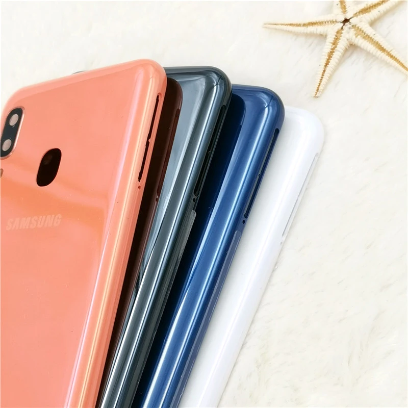 A20 E чехол,, samsung galaxy a20e, пластиковая крышка для батареи, полная защита задней двери, сменный корпус, боковые кнопки и логотип