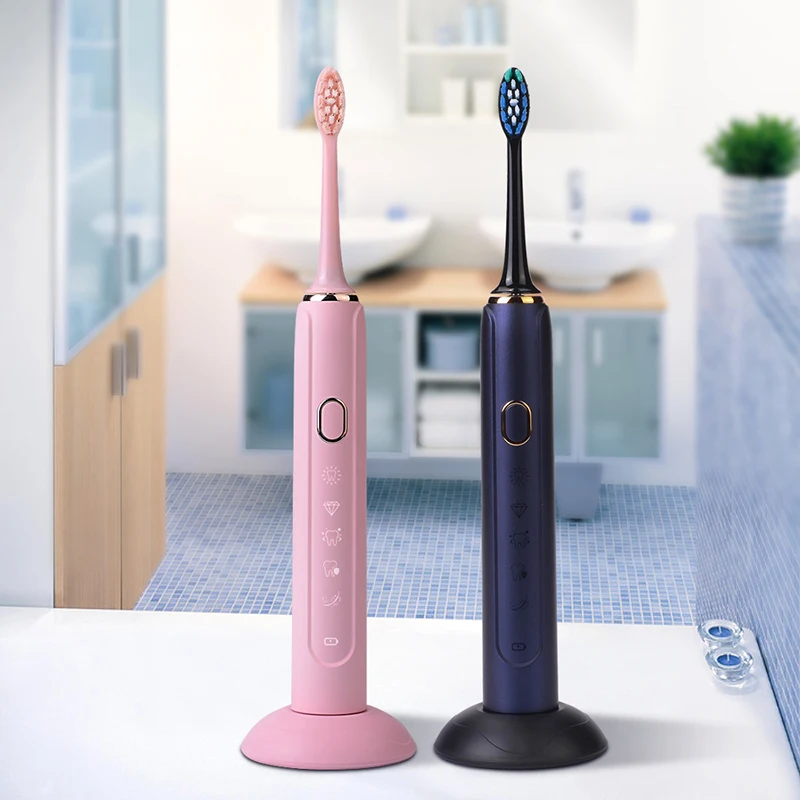 

Automatic Electric Toothbrush Upgraded Adult Waterproof Rechargeable Battery Teeth brush holder with 2 Replacement Brush Heads S