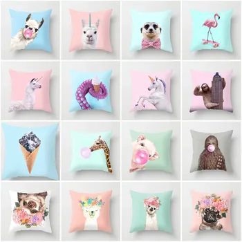 

Cartoon Animal Unicorn Decorative Throw Pillows Case Cushion Cover Home Decor Giraffe Sofa Car Waist 45x45cm Llama Alpaca Party